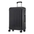 Koffer Trolley Reisekoffer Suitcase, Rollkoffer Handgepäck ,mit 4 Rollen360°, Hartschalenreisekoffer, Zahlenschloss, Weicher Gummigriff(M,Schwarz)