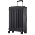 Koffer Trolley Reisekoffer Suitcase, Rollkoffer Handgepäck ,mit 4 Rollen360°, Hartschalenreisekoffer, Zahlenschloss, Weicher Gummigriff(M,Schwarz) - Schwarz