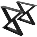 ML-Design 2 Stück Tischbeine 43 x H40 cm Tischkufen X-Form aus Stahl Schwarz