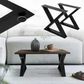 ML-Design 2 Stück Tischbeine 43xH40cm, Tischkufen X-Form, aus Stahl pulverbeschichtet, Schwarz, Industriell, Kufengestell Tischgestell Metall Möbelfüße für DIY-Projekte Bankkufen Bankgestell Bankbeine