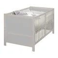 roba Babybett EASY SLEEP 70 x 140 cm inkl. Umbauecken - Mitwachsendes Gitterbett 3-fach höhenverstellbar - 3 Schlupfsprossen - Holz natur / grau