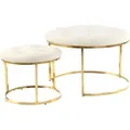 Hocker Becky 800 2er-Set Elfenbein / Gold - Creme
