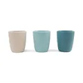 Done by Deer Silikon mini Trinkbecher 3-er Pack, Blaue Mix - Kinder Becher Tasse Kindergeschirr ohne Melamin, BPA-frei, für Spülmaschine und Mikrowelle