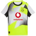 PUMA Fußballtrikot BVB AWAY JERSEY REPLICA JR WITH SPONSOR für Fußball, Kurzarm, mit Rundhalsausschnitt, aus Polyester grau 128 EU