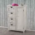 Kommode Schrank, Shabby-Look, Vintage weiß, 82x55x30cm