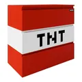 Kommode MINECRAFT Sideboard mit LED-Beleuchtung 3 Schubladen Rot Weiß 80 x 77 cm