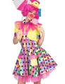 Funny Fashion Clown Kostüm Flicka für Damen | Zirkus Kurzes Kleid - Fasching Mottoparty Karneval Showgirl Parade Circus Kunterbunt Parade Karnevalsumzug Faschingsparty Clownette Gr. 32/34
