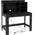 Costway Schreibtisch mit Ladestation & Steckdose Schwarz