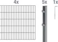 Alberts Doppelstabmatten Zaun, Höhe 140 cm, Länge 8 m, Zaun-Komplettset zum Einbetonieren, anthrazit, Pfosten 60x40 mm