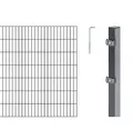 Alberts 654672 Doppelstabmattenzaun als 10 tlg. Zaun-Komplettset | verschiedene Längen und Höhen | kunststoffbeschichtet, anthrazit | Höhe 140 cm | Länge 8 m