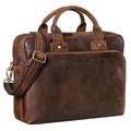 STILORD große Ledertasche braun - XL Aktentasche für Herren - Business-Tasche mit 15.6 Zoll Laptopfach - Vintage Umhängetasche Hector