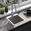 Rea Spülbecken Leo 40 Brush Nickel + Küchenarmatur Fresh Brush Nickel - Silber