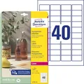 AVERY Zweckform L7781-25 transparente Etiketten (1.000 Klebeetiketten, 45,7x25,4mm auf A4, selbstklebend, Aufkleber zum Bedrucken, wetterfest, Beschriftungen/Produktaufkleber) 25 Blatt, durchsichtig