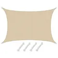 UV Sonnensegel 4x6 HDPE Rechteckig Sonnenschutz Überdachung Garten Balkon Beige
