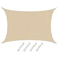 AMANKA Sonnensegel mit UV Schutz - 6 x 4 m Winddurchlässig für Garten, Terrasse & Balkon, Wasserdurchlässiges HDPE Sonnenschutzsegel - Überdachung Rechteckig beige rechteckig | 400 cm x 0,4 cm x 600 cm