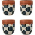 Bloomingville - Check Tasse 375 ml, blau (4er Set)