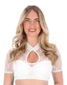 Steigenhöfer Manufaktur Dirndl Bluse Damen mit Perle - Marie - Weicher Stoff mit angenehmen Tragegefühl - Dirndlbluse fürs Oktoberfest Volksfest und weitere Feste - Trachtenbluse Kurzarm - Weiß - 34