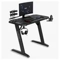 SENSE7 Schreibtisch Nomad Cybernetic, Gaming Tisch 100x50, PC Tisch mit Kopfhörerhaken, Getränkehalter, Controller Halter, Gaming Computertisch mit Kohlefaseroberfläche, Ergonomischer Gaming Desk