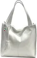 FLORENCE Shopper Florence Echtleder Hobo Bag Damen weiß (Schultertasche, Shopper), Damen Tasche Echtleder weiß, Made-In Italy