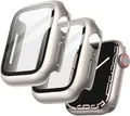 Schutzhülle Displayschutz Apple Watch Series 9 8 7 45mm Gehärtetes Glas 2er Set