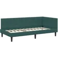 vidaXL Eckbettgestell mit Kopfteil Dunkelgrün 100 x 200 cm Stoff 42016440