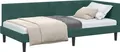 vidaXL Eckbettgestell mit Kopfteil Dunkelgrün 100 cm x 200 cm Samt