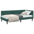 vidaXL Eckbettgestell mit Kopfteil Dunkelgrün 100 cm x 200 cm Samt, Modernes Schlafzimmer, kompakter Eckbettgestell, minimalistischer Tagesbett, strapazierfähiges Samtdesign, vielseitiges Möbel