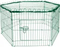 dobar 6-eckiges Freilaufgehege, Kaninchengehege aus Metall mit Nylon Netz für draußen winterfest, 112 x 98 x 56 cm, Grün