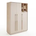 roba Kinderkleiderschrank Elva 3-türig mit offenen Fächern - Babyzimmer Schrank mit 2 Kleiderstangen & Einlegeböden - Schrank mit Soft-Close-Türen - Cashmere/Virginia Chestnut