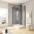 Wellnesskabine Schiebetür Korsika von Schulte, Komplettkabine, 6 mm starkes Sicherheitsglas ESG Klar hell, Rückwände 5 mm ESG Schwarz, Profilfar... - Schwarz