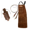 Black Forest Fox® ROUGH SET Büffelleder Grill Koch & Küchen Schürze + Holly Holster Getränkeholster, Dosenholster und Flaschenholster in einem (Hellbraun)