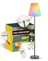 SCHWAIGER Solar Außenlampe mit Lautsprecher I 1,5 m LED-Stehleuchte für draußen I per Fernbedienung steuerbar & IP44 spritzwassergeschützt I dimmbar & mit Farbwechsel I Solarlampe mit Bluetooth-Box