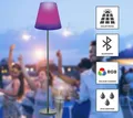 SCHWAIGER RGB LED Solar Außenstehleuchte mit BT Lautsprecher für Balkon, Garten