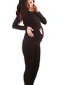 M.M.C. Fußabdrücke Baby mit Herz - Süße Umstandsmode Motiv Umstandsshirt Sweatshirt Schwangerschaftsshirt für die Schwangerschaft, Langarm (Schwarz, X-Large)