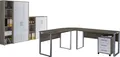 Büro-Set "Tabor Office", (Set, 8 tlg.), Eiche Sonoma/ Weiß Hochglanz