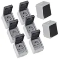 ETT Marketing GmbH Aufputz-Steckdose TAFF Feuchtraum Schalter Steckdose Starter Set 8 teilig IP44 Aufputz