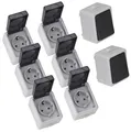 TAFF Feuchtraum Schalter Steckdose Starter Set 8tlg Wechselschalter Aufputz IP44