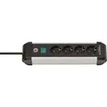 Premium-Alu-Line Steckdosenleiste 4-fach schwarz/aluminium, 1,8 Meter Kabel, mit Sicherheitsschalter