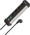 Premium-Alu-Line Steckdosenleiste 4-fach (schwarz/aluminium, 1,8 Meter Kabel, mit Sicherheitsschalter)