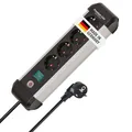 Brennenstuhl Premium-Alu-Line Steckdosenleiste 4-Fach/Steckerleiste aus hochwertigem Aluminium (Mehrfachsteckdose mit Schalter und 1,8m Kabel, Made in Germany)