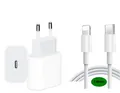 Ventarent Schnellladegerät USB C passt für iPhone 11, 12, 13, 14, Pro, X, Xs, Xr USB-Ladegerät (2,22 mA, Set, 2-tlg., 1x 20W USB-C Netzteil + 1x USB-C auf Lightning Kabel (2 m), Fast Charging)