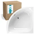 Calmwaters® Raumsparende Eckbadewanne 120x120 cm, Acrylwanne Modern Small 2 für zwei Personen, Duowanne aus Acryl, Maße 120 x 120 cm, Weiß, 02SL2970