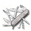 Victorinox Taschenmesser Huntsman - silver transparent - Swiss Made - 15 Funktionen, Klinge, Korkenzieher, Dosenöffner, Klinge