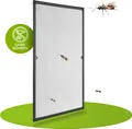 Juskys Fliegengitter mit Alu-Rahmen 120 x 140 cm für Fenster zum Einhängen Grau