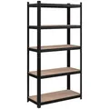 SONGMICS Schwerlastregal, Kellerregal, Lagerregal, 40 x 90 x 180 cm, Regal mit Stahlgestell, bis 875 kg belastbar, 5 verstellbare Ablagen, schwarz