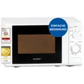 Exquisit Mikrowelle 20L, 700 Watt, 25,5cm Drehteller, 5 Leistungsstufen, Timer, Auftaufunktion, 2 Drehregler, MW 802 weiss