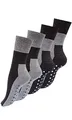 4 Paar ABS Socken Vollplüsch, Anti Rutsch Socken Stoppersocken Bi-Color Schwarz / Grau , Gr- 43/46