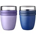 Mepal | Lunchpot Ellipse Mixed Mini | Vivid Lilac + Vivid Blue | Müslibecher to go | Unterteilung für Joghurt & Müsli | 300 ml + 120 ml | Geeignet