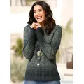 Strickpullover INSPIRATIONEN "Pullover", Damen, Gr. 40, blau (petrol, gemustert), 100% Polyacryl, bedruckt, gemustert, mehrfarbig, Langarm, Pullover Grobstrickpullover