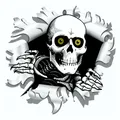 Aufkleber Einschussloch 90 mm Motiv Totenkopf Sticker Tattoo Styling  Motorrad